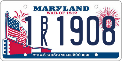 MD license plate 1BK1908
