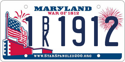 MD license plate 1BK1912