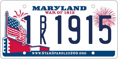 MD license plate 1BK1915