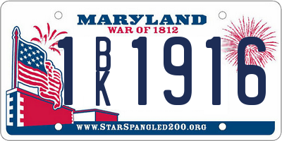 MD license plate 1BK1916