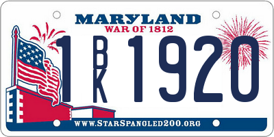 MD license plate 1BK1920