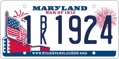 MD license plate 1BK1924