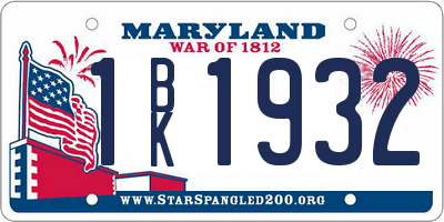 MD license plate 1BK1932