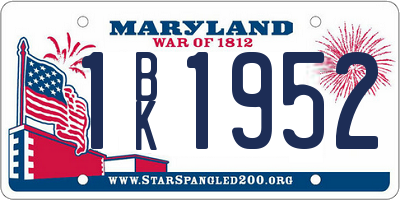 MD license plate 1BK1952