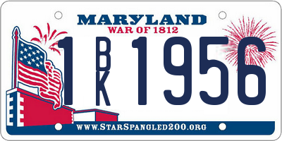 MD license plate 1BK1956