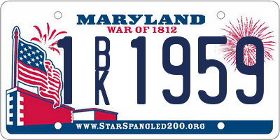 MD license plate 1BK1959