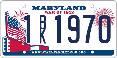 MD license plate 1BK1970