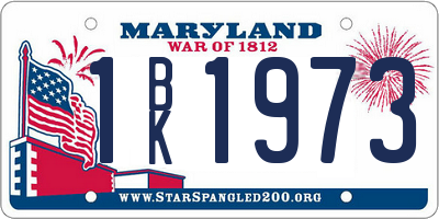 MD license plate 1BK1973