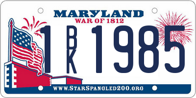 MD license plate 1BK1985