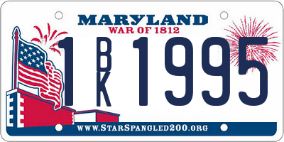 MD license plate 1BK1995