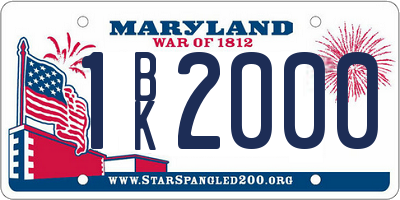 MD license plate 1BK2000
