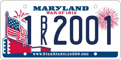 MD license plate 1BK2001