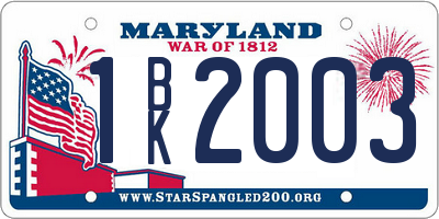 MD license plate 1BK2003