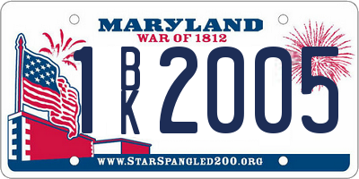 MD license plate 1BK2005