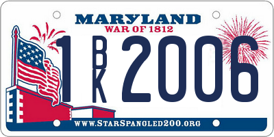 MD license plate 1BK2006