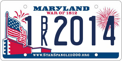 MD license plate 1BK2014