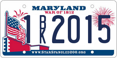 MD license plate 1BK2015