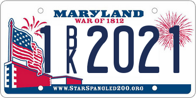 MD license plate 1BK2021