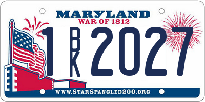 MD license plate 1BK2027