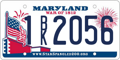 MD license plate 1BK2056