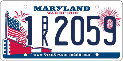 MD license plate 1BK2059