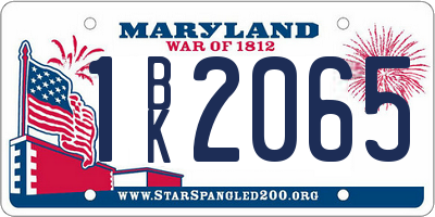 MD license plate 1BK2065