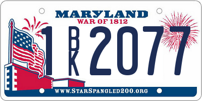 MD license plate 1BK2077