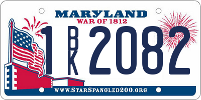 MD license plate 1BK2082