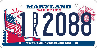 MD license plate 1BK2088