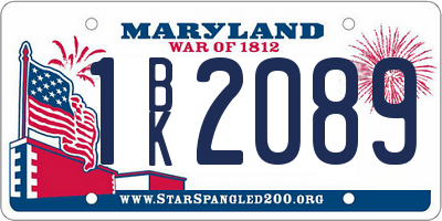 MD license plate 1BK2089