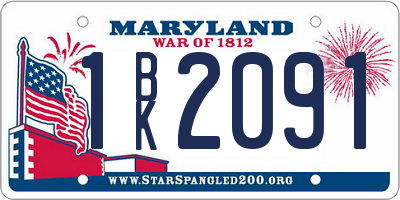 MD license plate 1BK2091