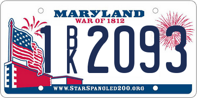 MD license plate 1BK2093