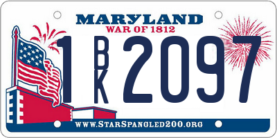 MD license plate 1BK2097