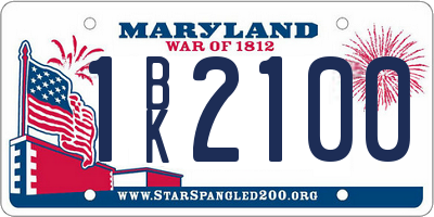 MD license plate 1BK2100