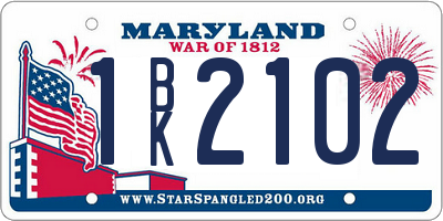 MD license plate 1BK2102