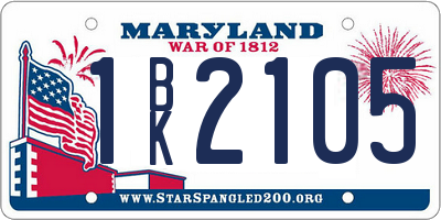 MD license plate 1BK2105