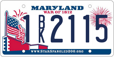MD license plate 1BK2115