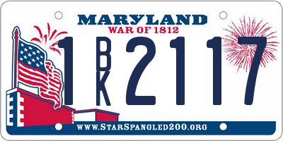 MD license plate 1BK2117