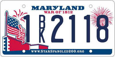 MD license plate 1BK2118