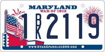 MD license plate 1BK2119