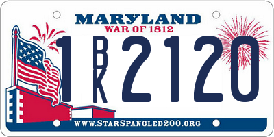 MD license plate 1BK2120