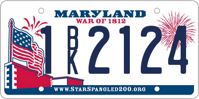MD license plate 1BK2124