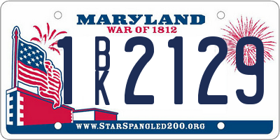 MD license plate 1BK2129