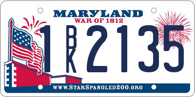 MD license plate 1BK2135