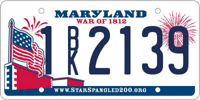 MD license plate 1BK2139