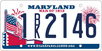 MD license plate 1BK2146
