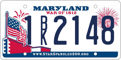 MD license plate 1BK2148