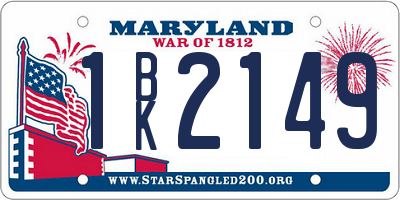 MD license plate 1BK2149