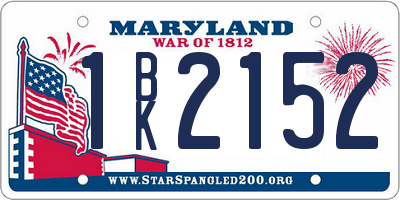 MD license plate 1BK2152