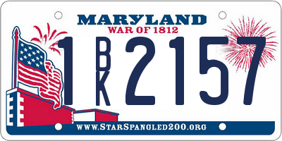 MD license plate 1BK2157
